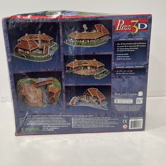 Puzz 3D Lord Of The Rings Hobbiton Sealed 369 pc 3D Wrebbit Puzzle 2004 Vintage - Picture 2 of 6
